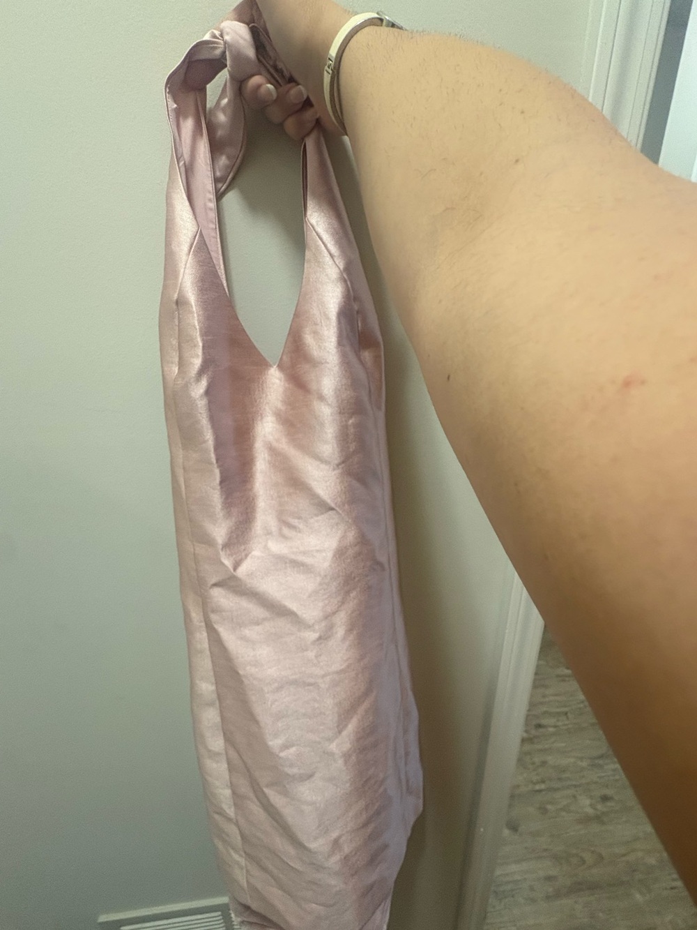 Satin pink halter dress - Blush Pink